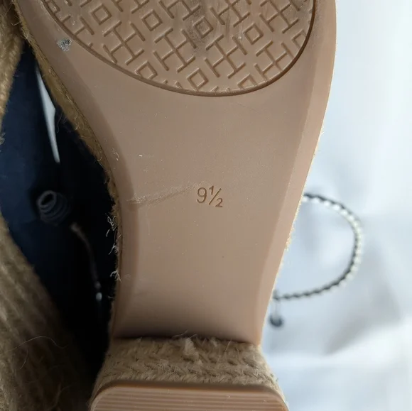 TORY BURCH Positano Suede Lace Up Platform Heel Women Sandals Size 9.5 Blue Beig - Picture 13 of 14